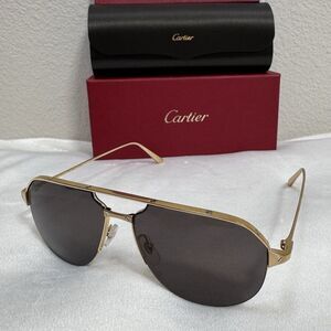 Cartier Santos De Cartier 24k Gold Aviator Sunglasses